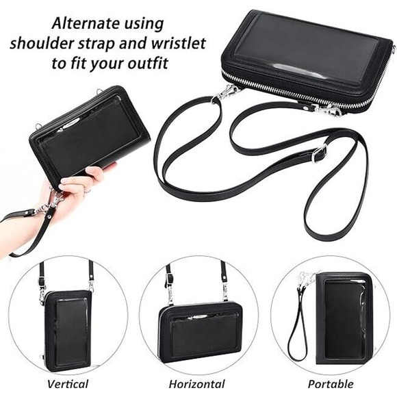 Red Women Cross-Body Cell Phone Purse Wallet Bag Shoulder Strap Gift Boxed - Picture 5 of 6